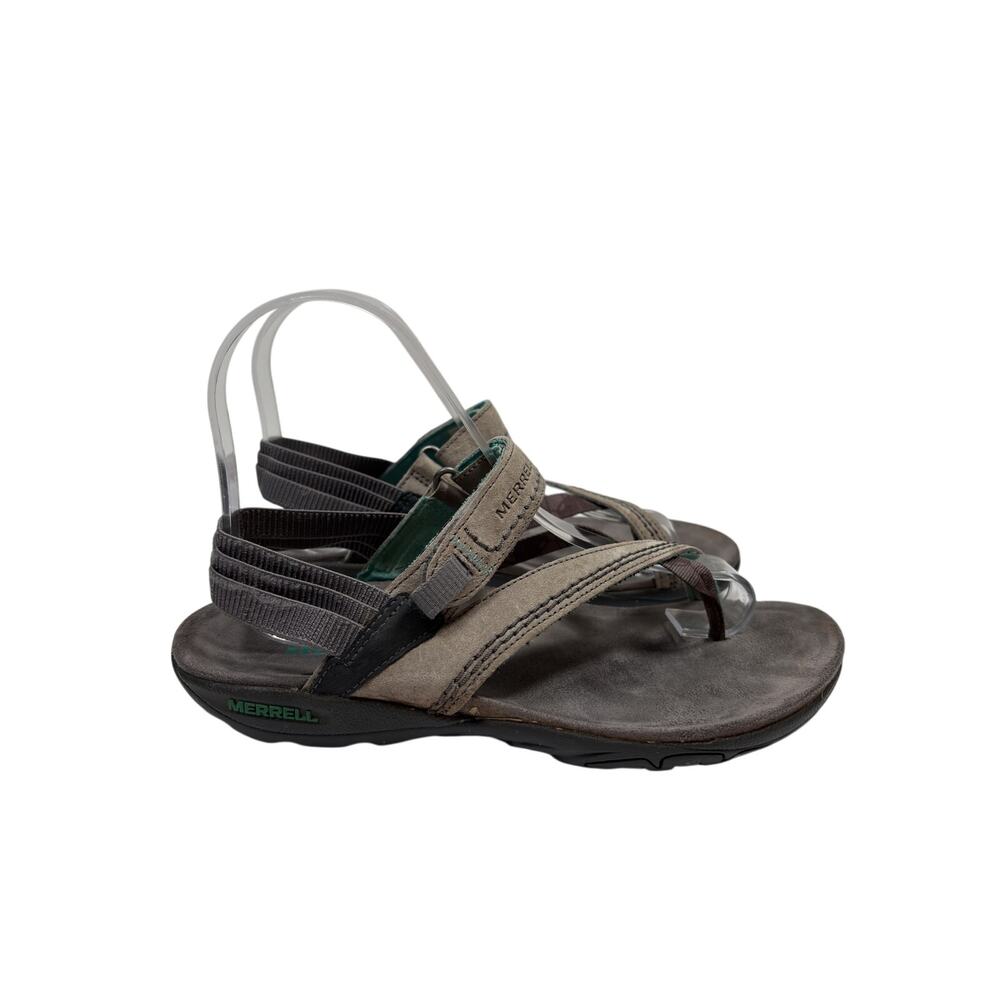 Merrell Terran Post II Thong Sandals Womens 6 Gray Suede Adjustable Ankle Strap